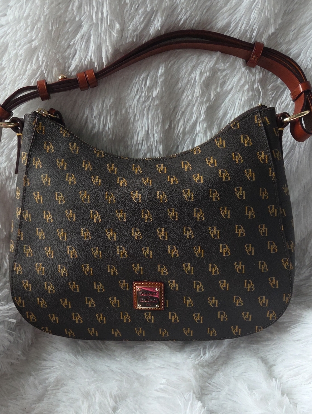 Dooney & Bourke Brown & Tan Logo Shoulder Bag